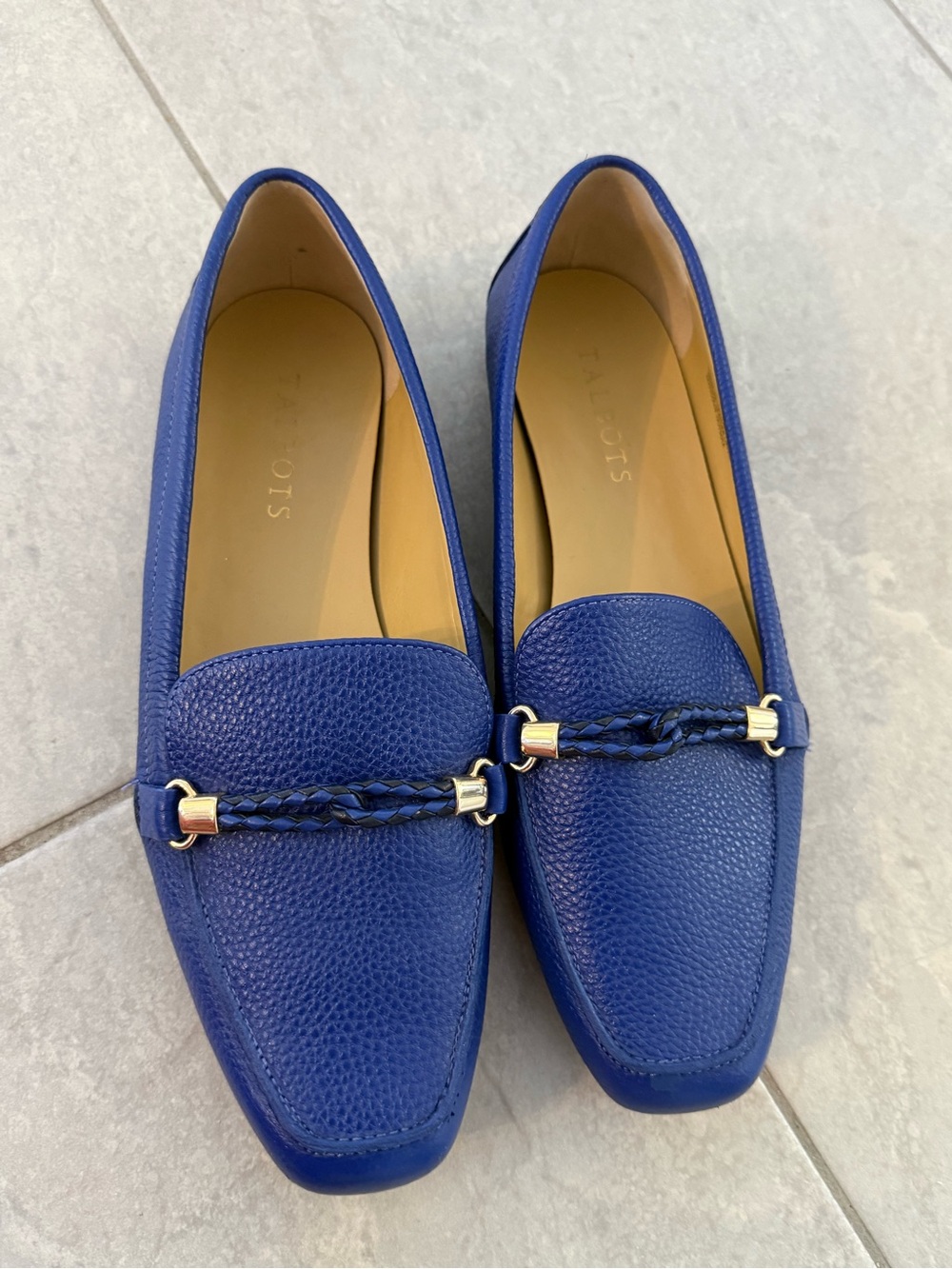 Talbots Royal Blue Braided Bit Leather Loafers Flats 9 - Picture 9 of 11